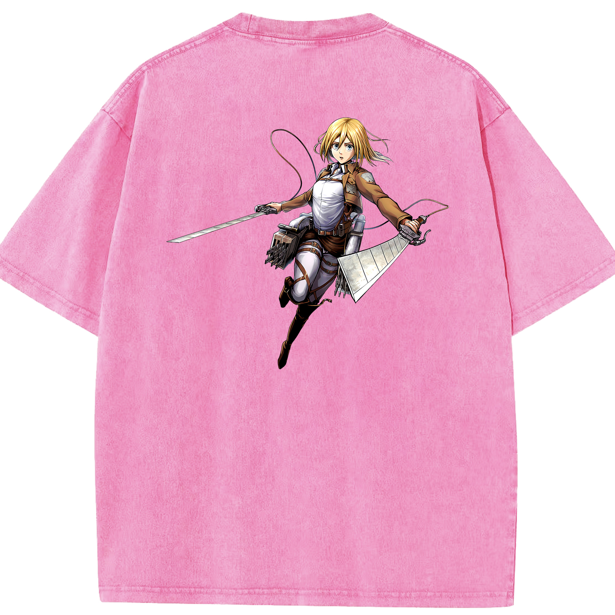 （画像用） 進撃の巨人 クリスタ·レンズ Attack on Titan Christa Lenz 綿100% ヴィンテージ風 半袖Tシャツ（背面プリント）